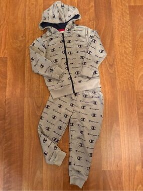 Champion Gray and Navy Logo Kids Hoodie & Jogger Set Boys 4T